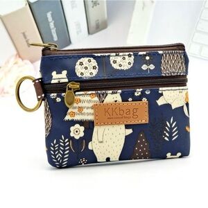 Keychain Wallet With Zipper Change Purse Small Zipper Pouch Waterproof Woodland